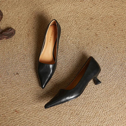 Women's Pointed-Toe Leather Pumps – Formal Heels
