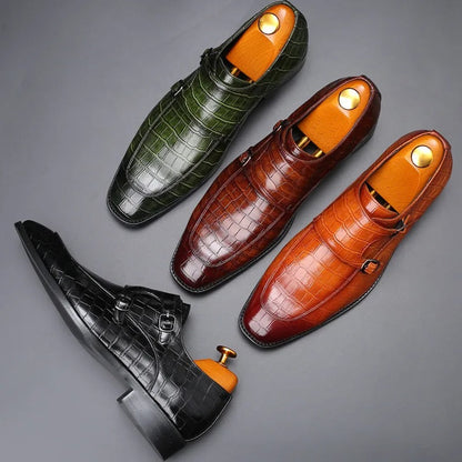 Men's Genuine Leather Monk Strap Orthopedic Dress Shoes