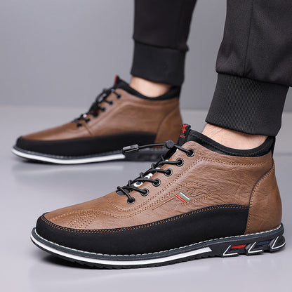 Men's Genuine Leather Orthopedic Mid-Top Sneakers