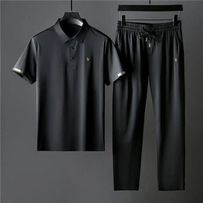 Men's Polo Shirt and Pants Matching Set