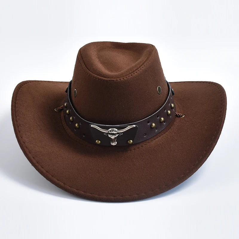 Men's Suede Western Cowboy Hat with Chin Strap