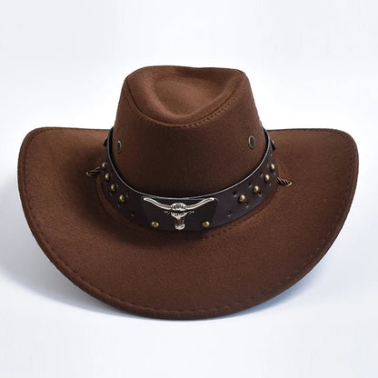 Men's Suede Western Cowboy Hat with Chin Strap