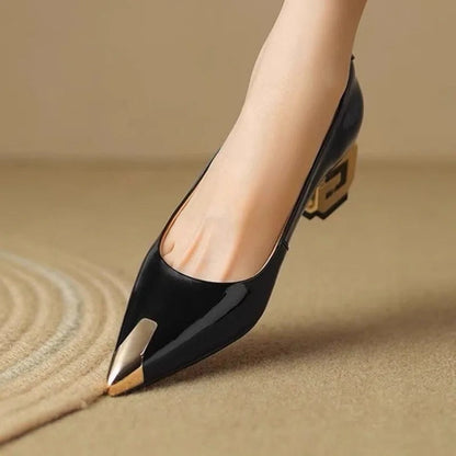 Women's Patent Leather Block Heel Pumps – Orthopedic Dress Heels