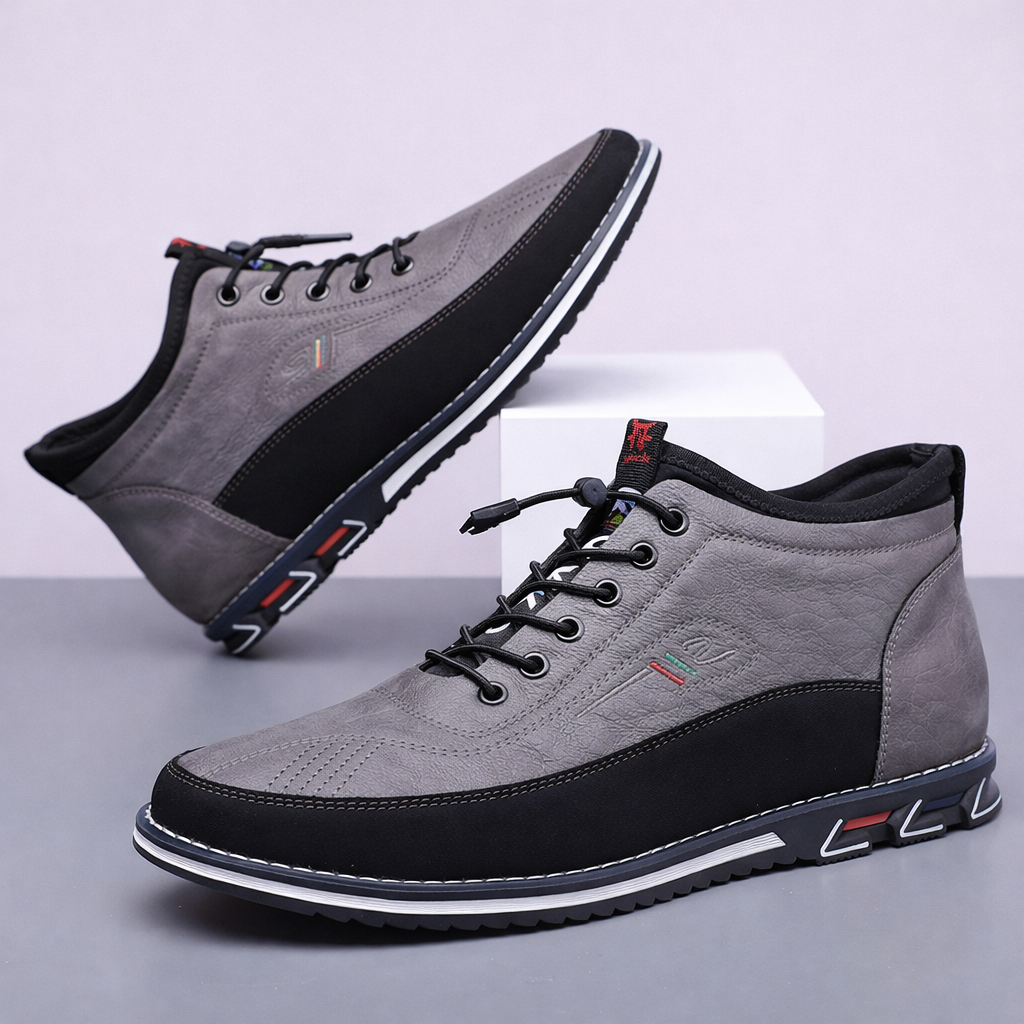 Men's Genuine Leather Orthopedic Mid-Top Sneakers