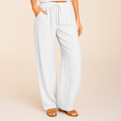 Men's Linen Wide-Leg Drawstring Pants