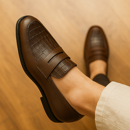 Men's Croc-Embossed Leather Loafers