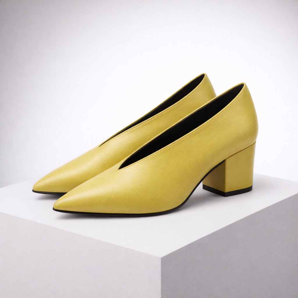 Women's Italian Leather Block Heel Shoes