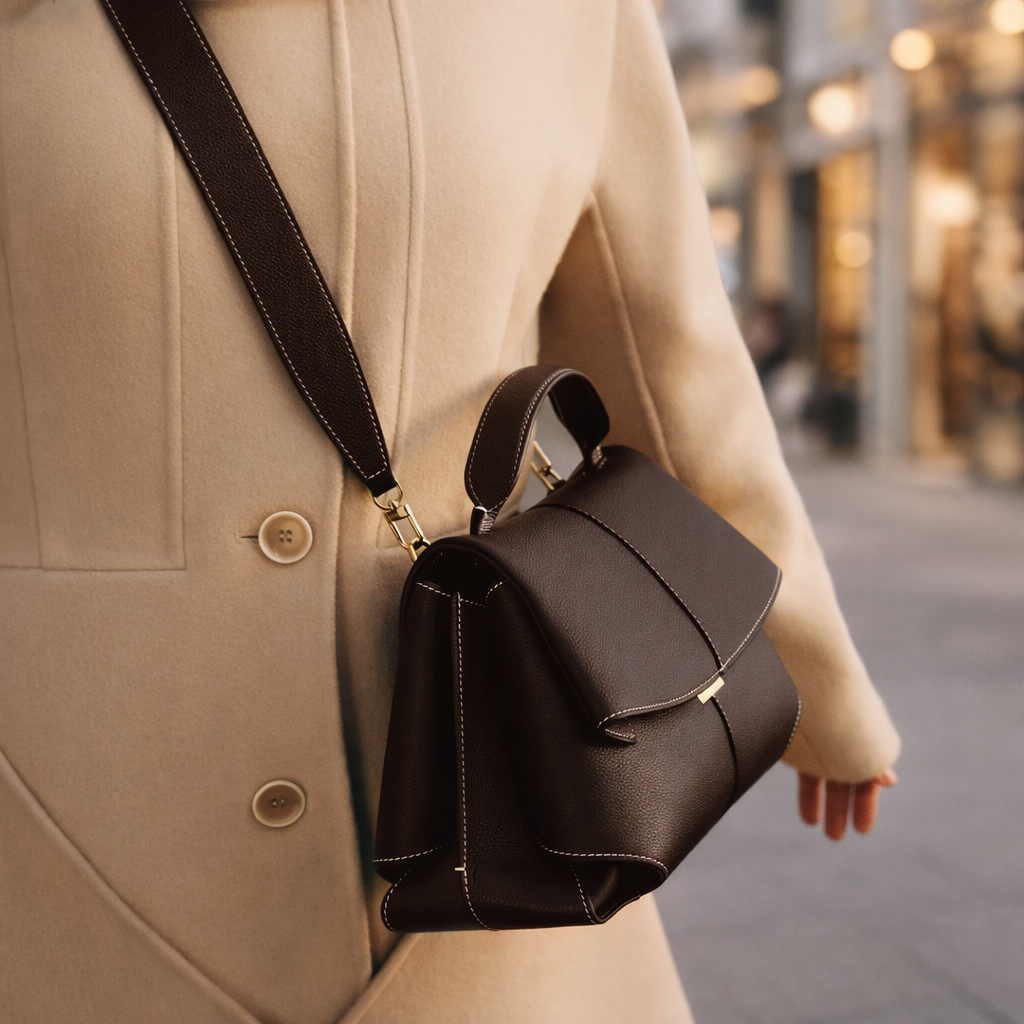 Women's Genuine Leather Structured Handbag