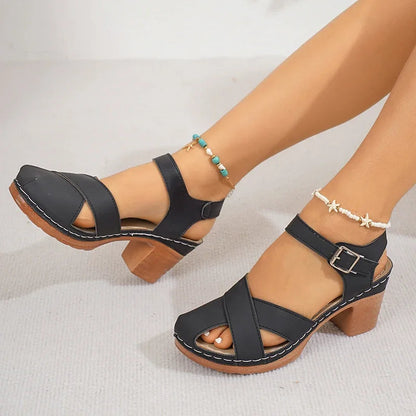 Women's Block Heel Open-Toe Sandal Heels