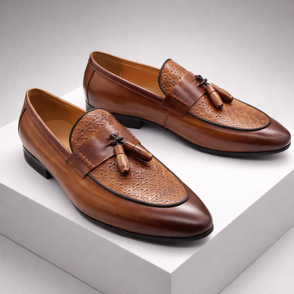 Men's Genuine Leather Tassel Slip-On Orthopedic Shoes