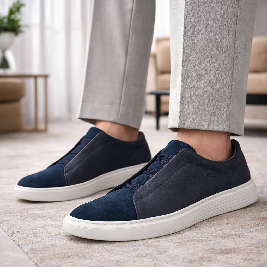 Men's Genuine Leather and Suede Orthopedic Sneakers