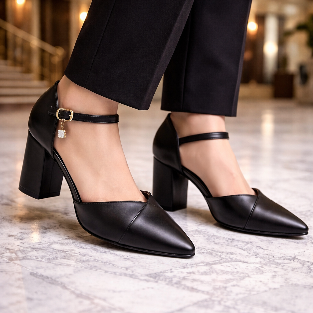 Women's Pointed-Toe Block Heel Pumps