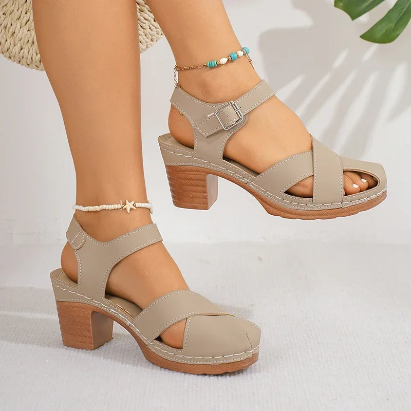 Women's Block Heel Open-Toe Sandal Heels