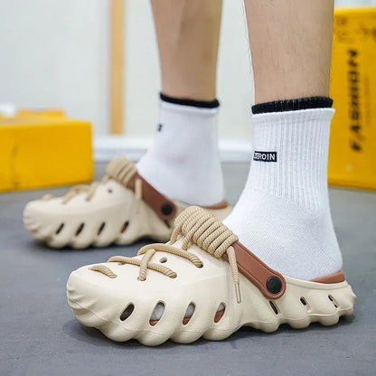 Men's Cushioned Foam Lace-Up Clog Shoes