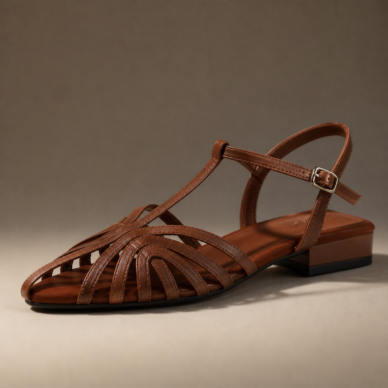 Women's Genuine Leather Woven Strap Orthopedic Sandals