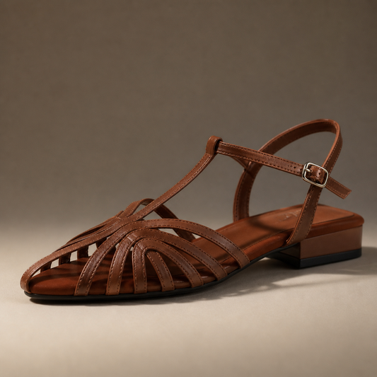Women's Genuine Leather Woven Strap Orthopedic Sandals