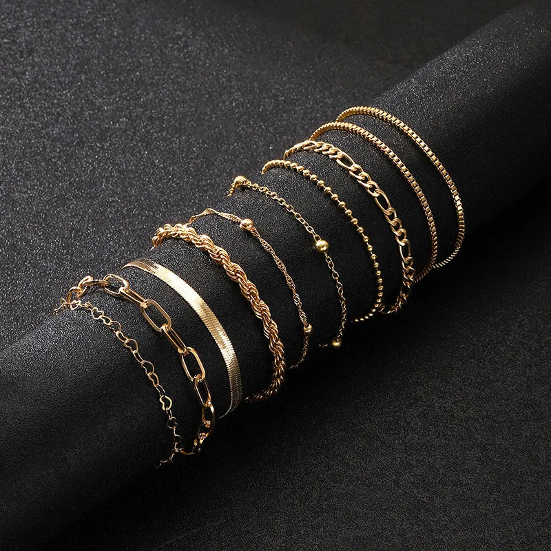 Women's Non-Tarnish Metal Chain Bracelet Set