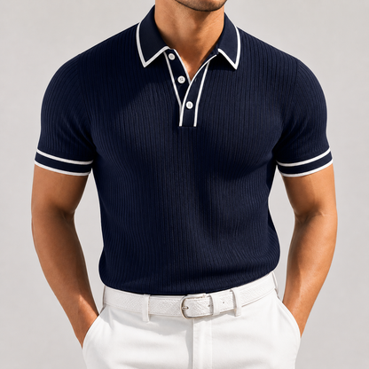 Men's Knit Button-Up Shirt – Navy