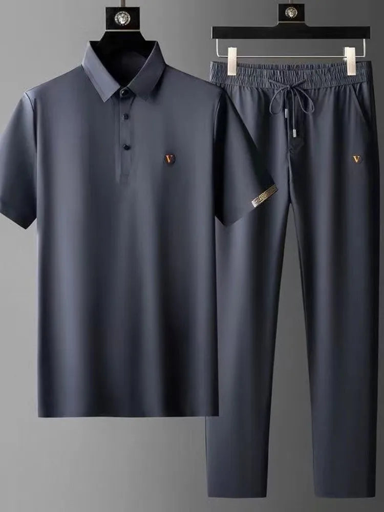 Men's Polo Shirt and Pants Matching Set