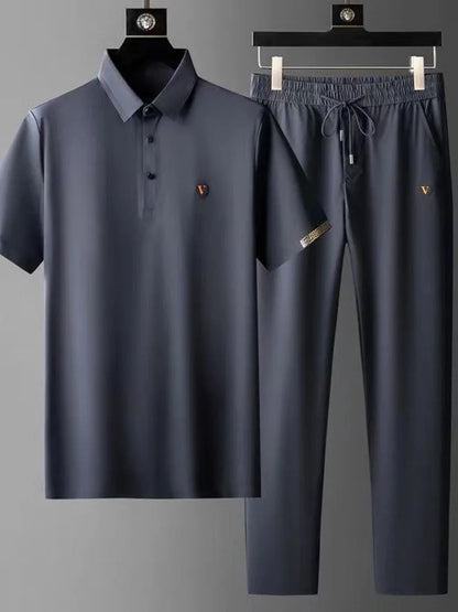 Men's Polo Shirt and Pants Matching Set