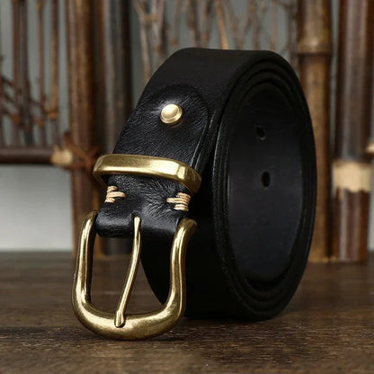 Montero Genuine Leather Brass Buckle Dress Belt