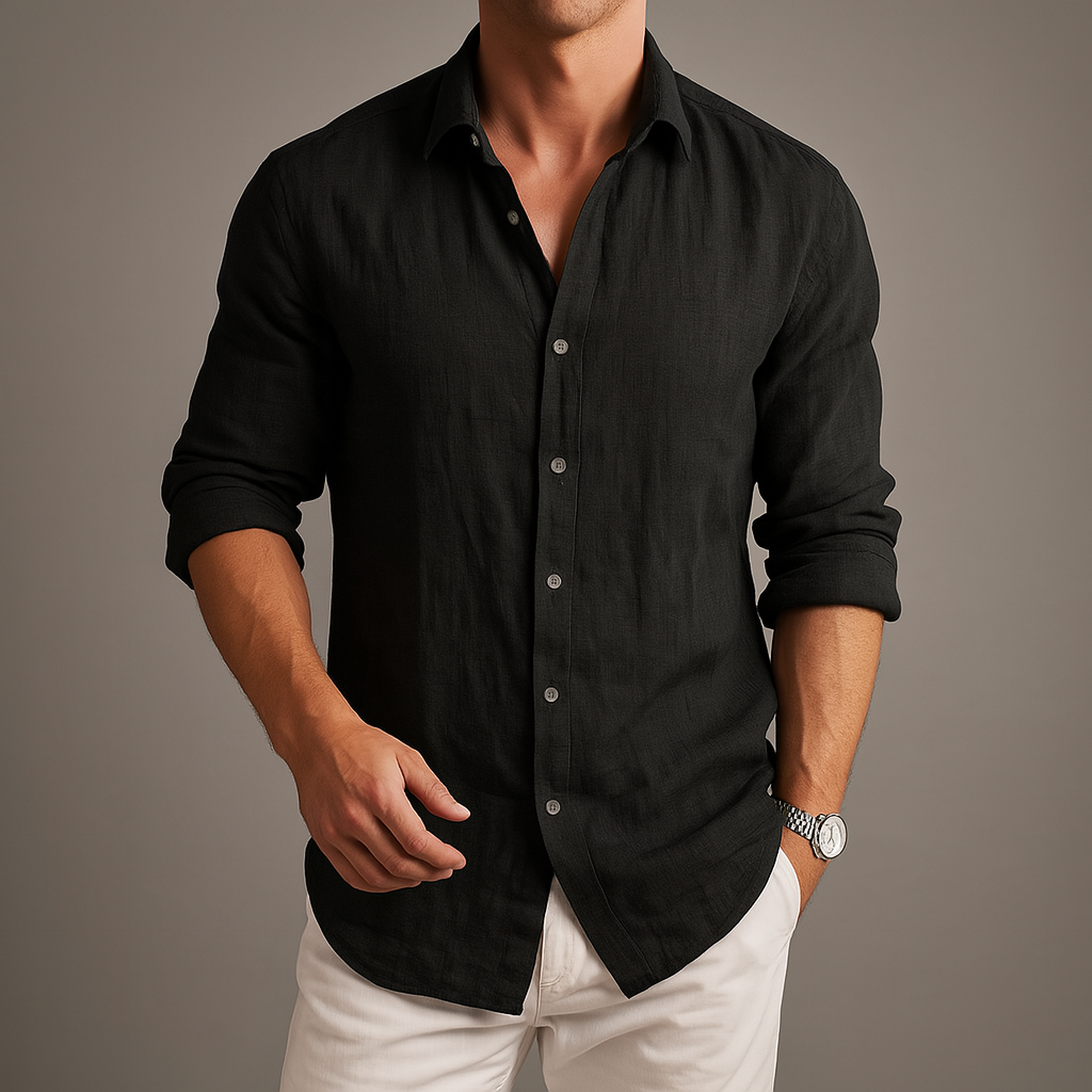 Men's Linen Button-Up Shirt
