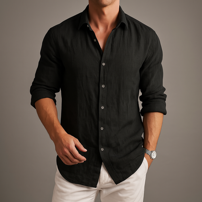 Men's Linen Button-Up Shirt