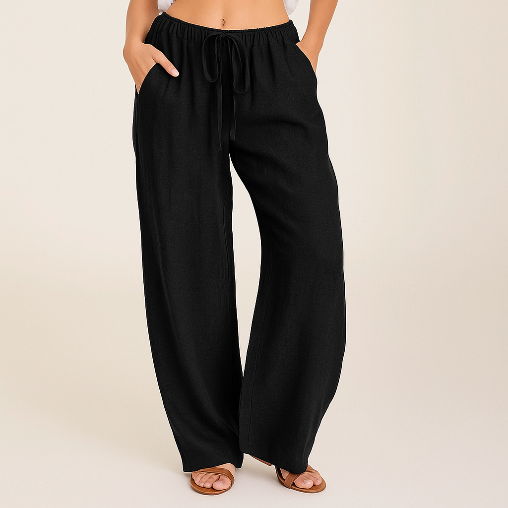 Men's Linen Wide-Leg Drawstring Pants