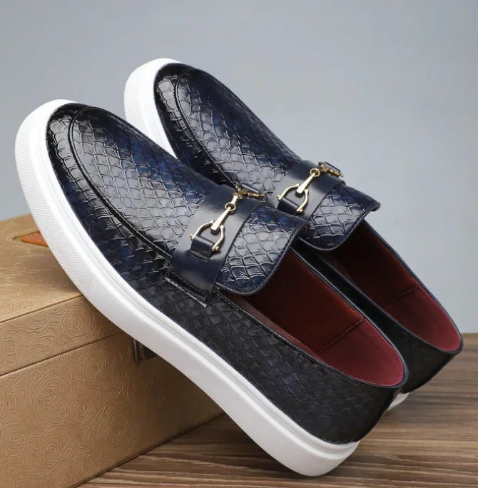 Men's Croc-Embossed Leather Horsebit Loafers