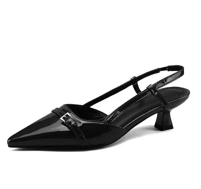 Women's Patent Leather Pointed-Toe Slingback Heels