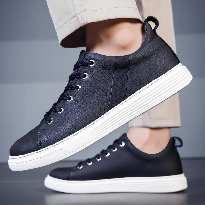 Men's Genuine Leather Low-Top Sneakers
