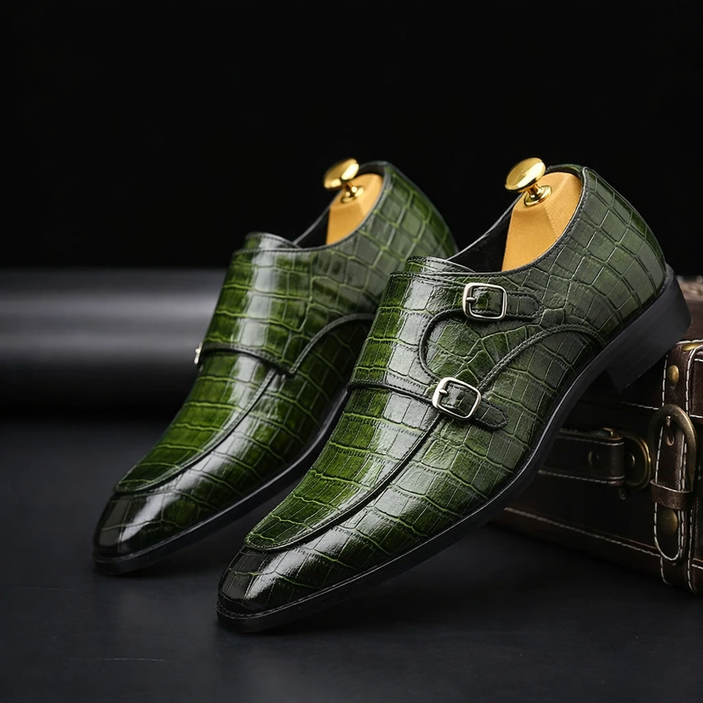 Men's Genuine Leather Monk Strap Orthopedic Dress Shoes
