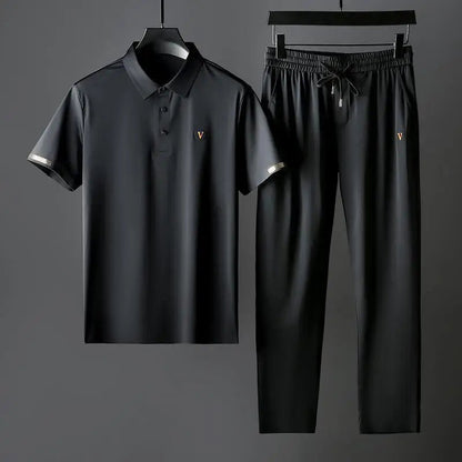 Men's Polo Shirt and Pants Matching Set