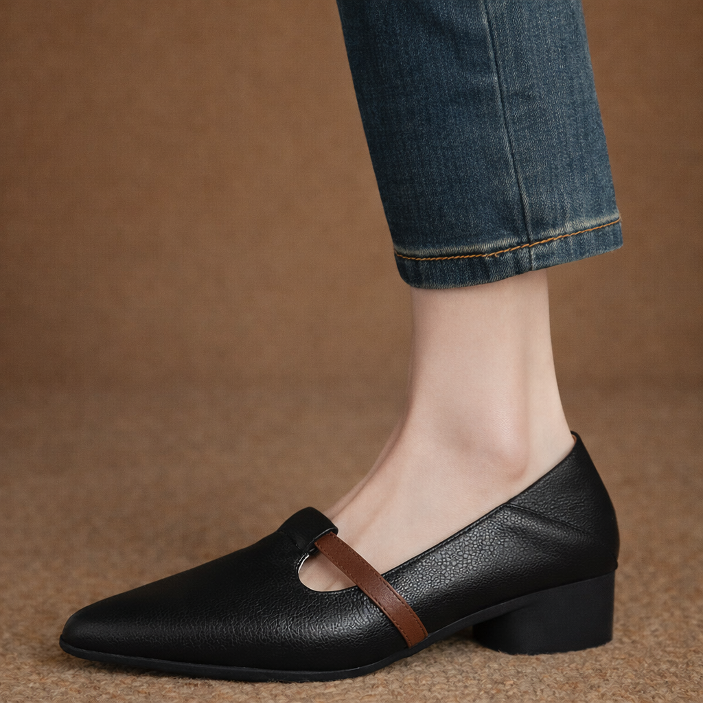 Celestina Leather Gold Accent Flats