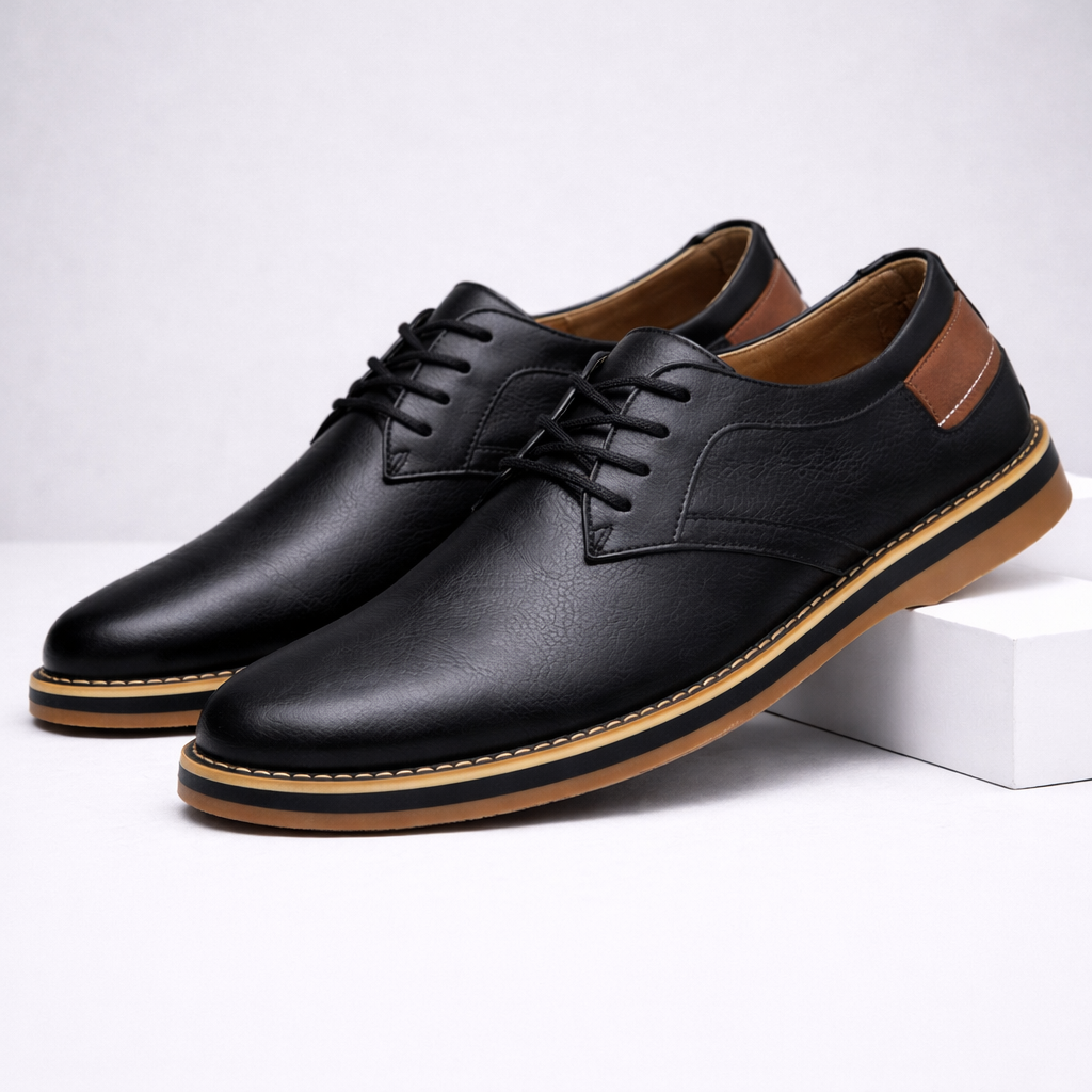 Men's Genuine Leather Lace-Up Orthopedic Dress Shoes