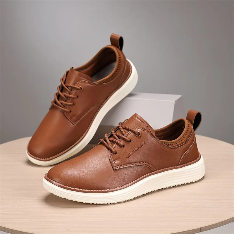 Men's Genuine Leather Lace-Up Orthopedic Shoes