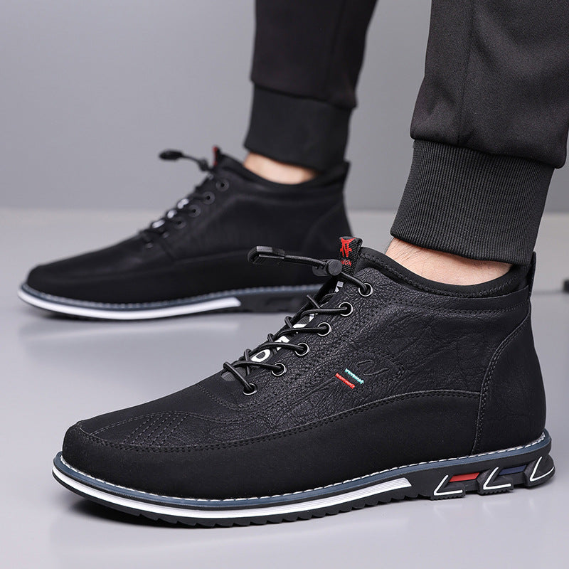 Men's Genuine Leather Orthopedic Mid-Top Sneakers