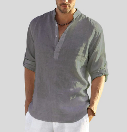 Men's Long Sleeve Button Placket Casual Shirt