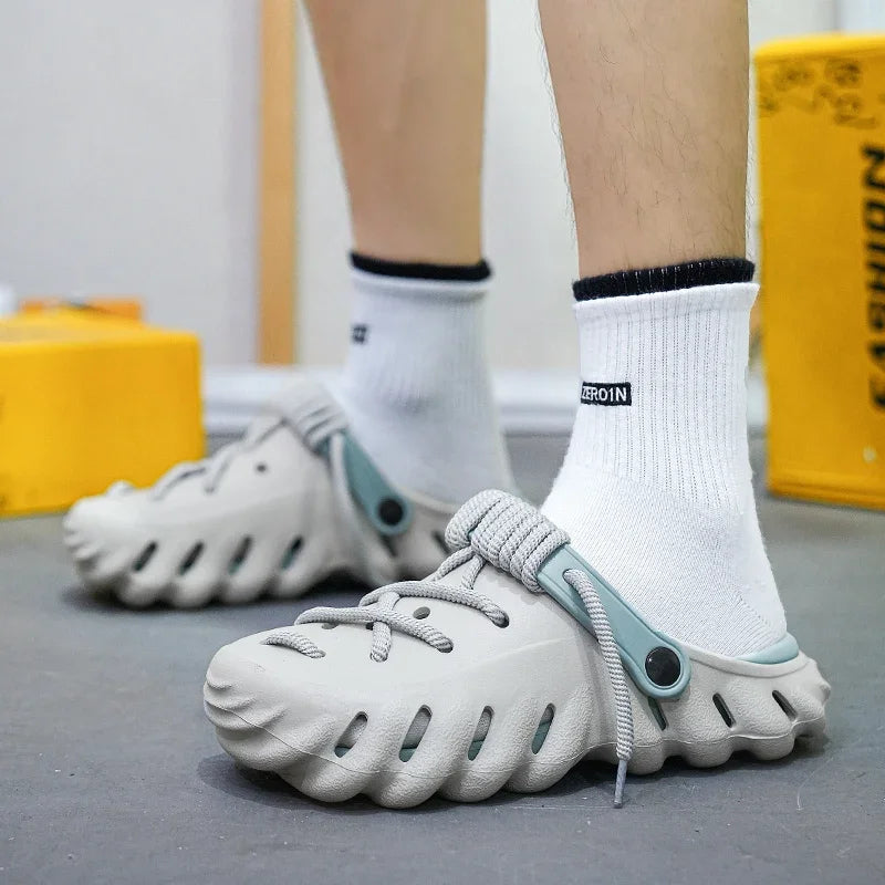 Men's Cushioned Foam Lace-Up Clog Shoes