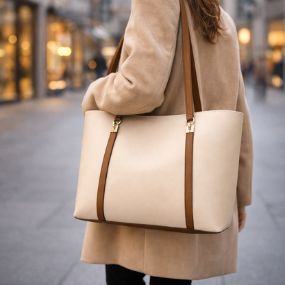 Women's Leather Handbag with Gold Hardware
