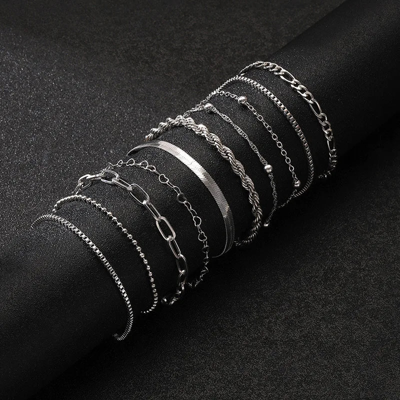 Women's Non-Tarnish Metal Chain Bracelet Set