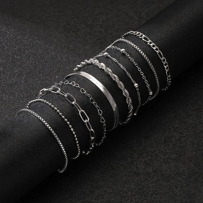 Women's Non-Tarnish Metal Chain Bracelet Set