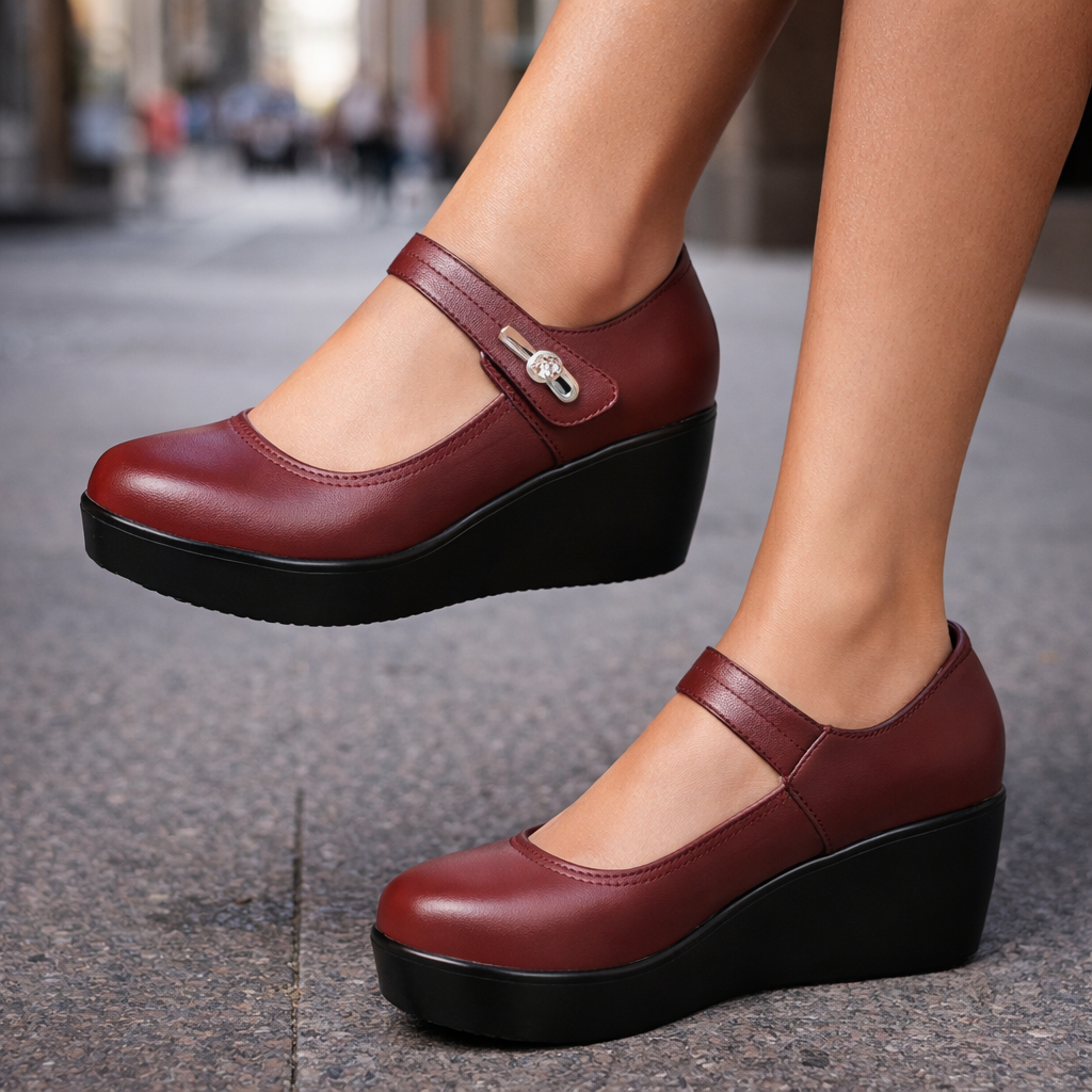 Women's Italian Leather Platform Orthopedic Shoes