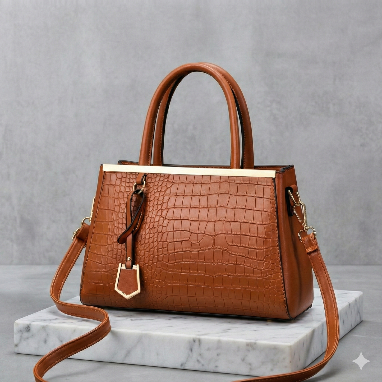 Women's Croc-Embossed Leather Structured Handbag