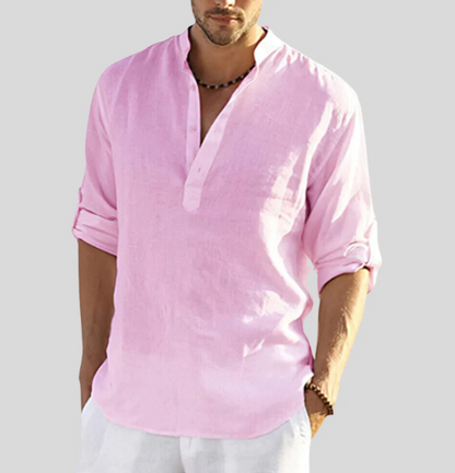 Men's Long Sleeve Button Placket Casual Shirt