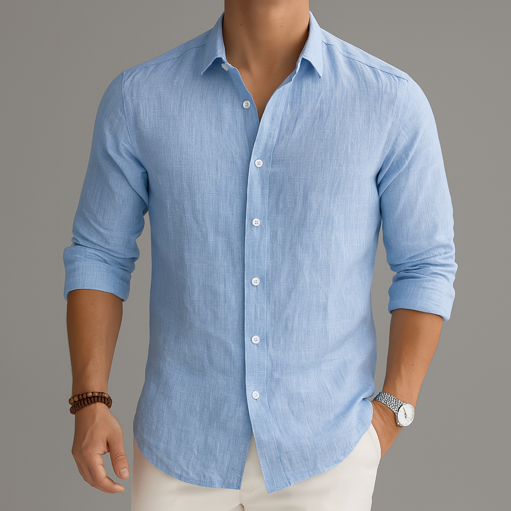 Men's Linen Button-Up Shirt