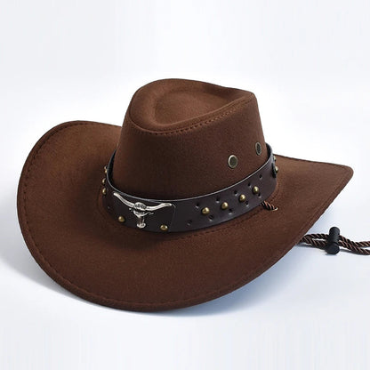 Men's Suede Western Cowboy Hat with Chin Strap
