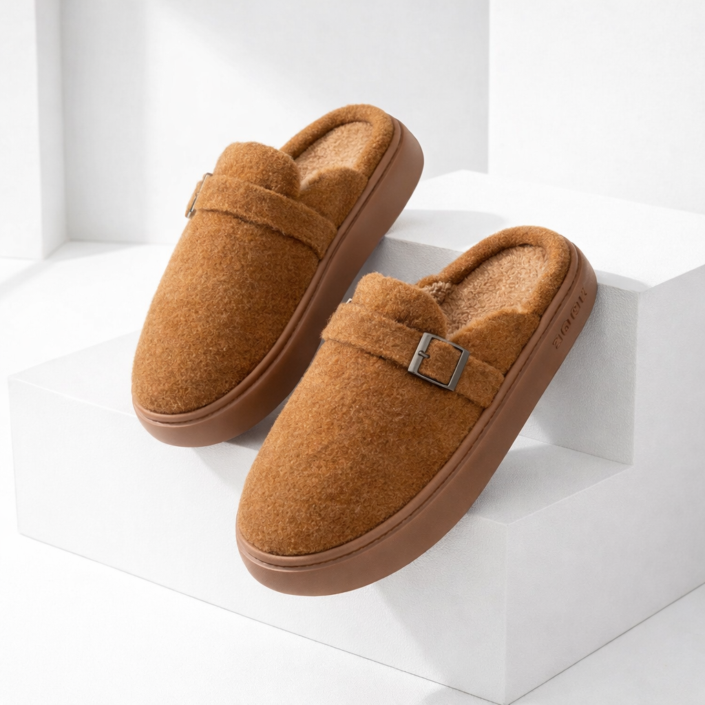 Women's Plush Cotton Mule Slippers
