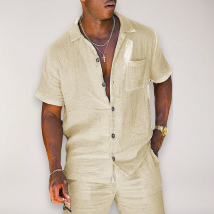 Men's Relaxed Two-Piece Linen Set – Summer Vacation Outfit