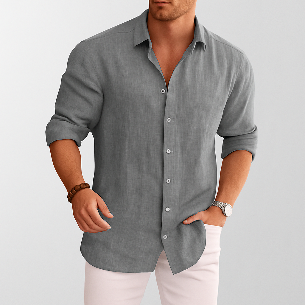 Men's Linen Button-Up Shirt